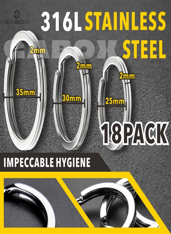 GABOX 18 Pcs Medical-Grade 316L Stainless Steel Key Rings, Ideal for Marine Enthusiasts Pet Accessories Dog Tag Home Car Keys DIY Craft Attachment (316LSS 25mm/30mm/35mm each 6pcs) - Image 4